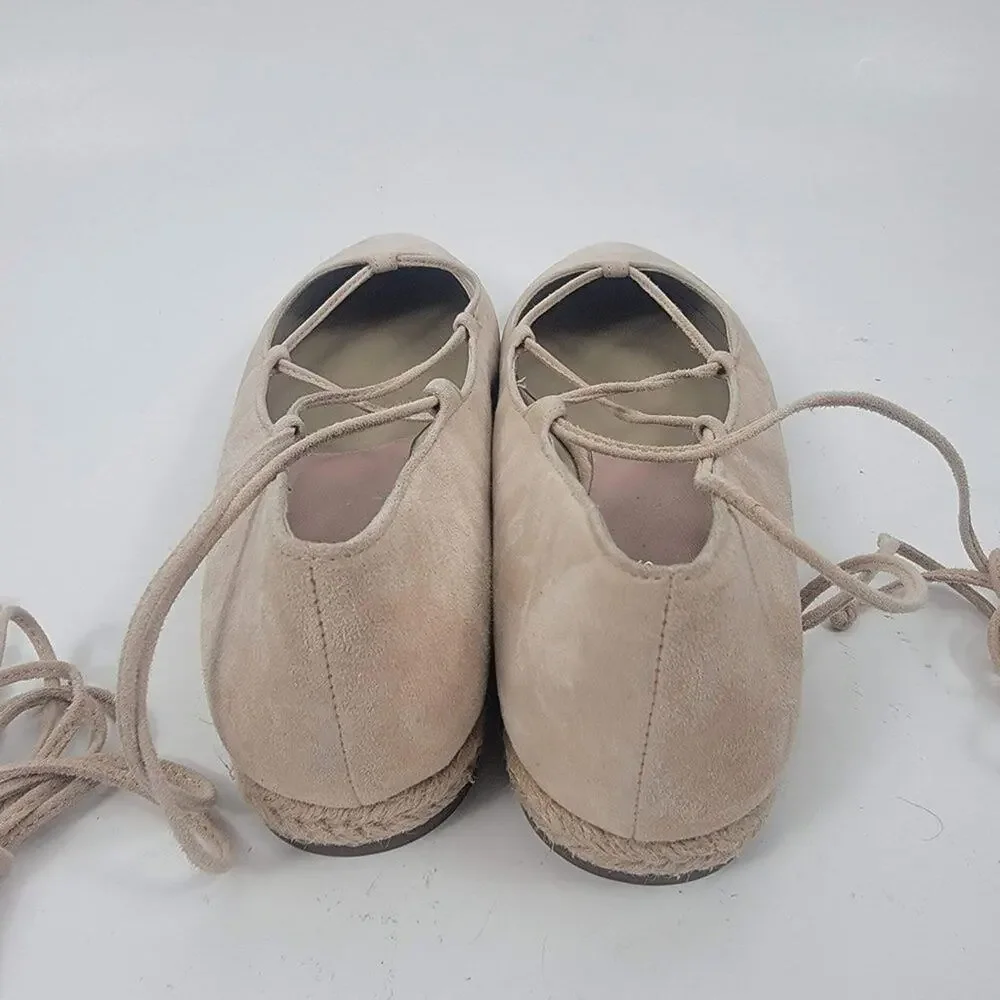 NEW Michael Kors collection cadence leather flats ankle wrap beige size 38 (8)